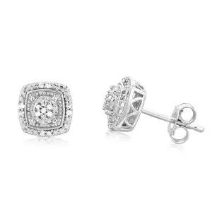 0.10 Carat Diamond Stud Earring Set with 30 Brilliant Diamonds in Sterling Silver Shiels