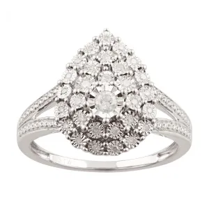 0.20 Carat Diamond Cluster Ring with 30 Brilliant Cut Diamonds in Sterling Silver Shiels
