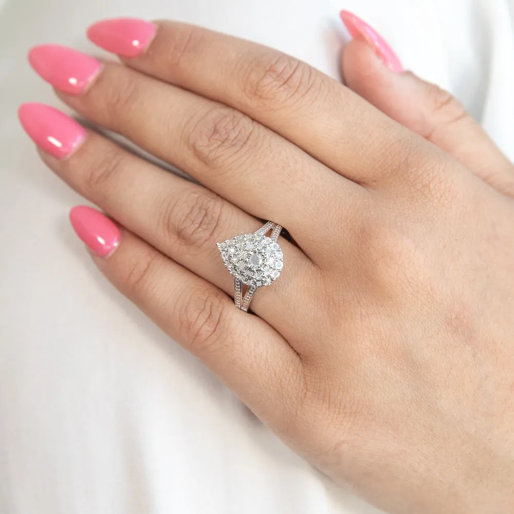 0.20 Carat Diamond Cluster Ring with 30 Brilliant Cut Diamonds in Sterling Silver Shiels