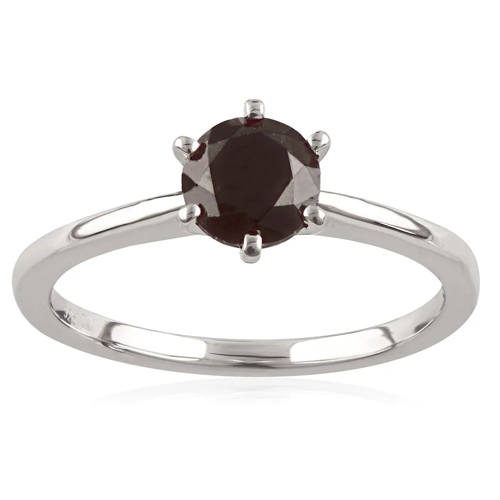 1 Carat Black Diamond Solitaire Ring set in Sterling Silver Shiels