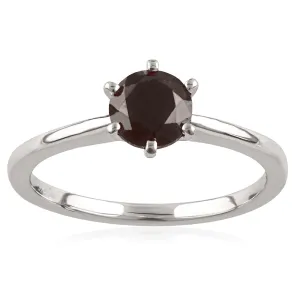1 Carat Black Diamond Solitaire Ring set in Sterling Silver Shiels