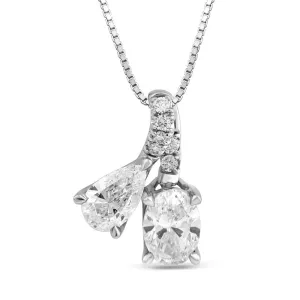 1 Carat Luminesce Lab Grown Oval & Pear Shape Diamond Pendant in 10ct White Gold Shiels