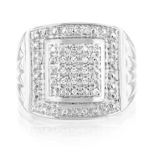 10 Points of Diamond Gents Ring in Sterling Silver Shiels