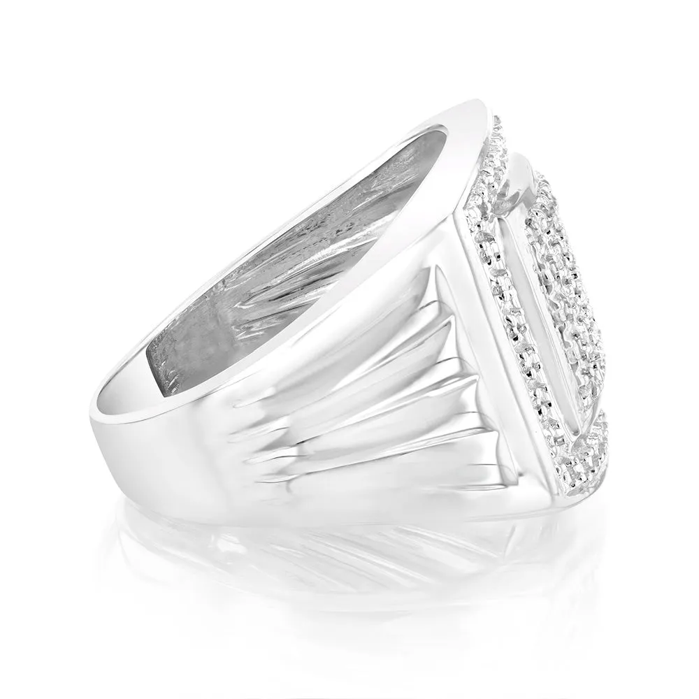 10 Points of Diamond Gents Ring in Sterling Silver Shiels