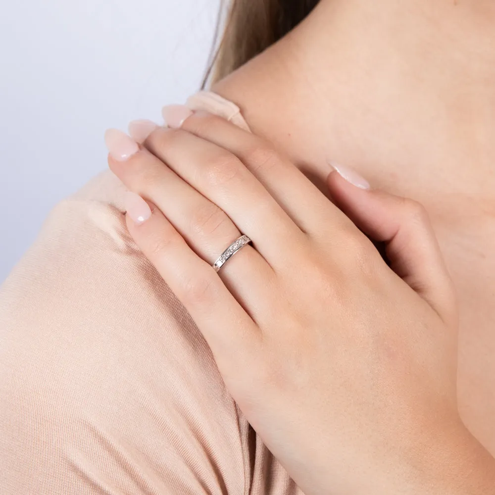 10ct White Gold 0.45 Carat Diamond Eternity Ring with Princess Cut Diamonds Shiels