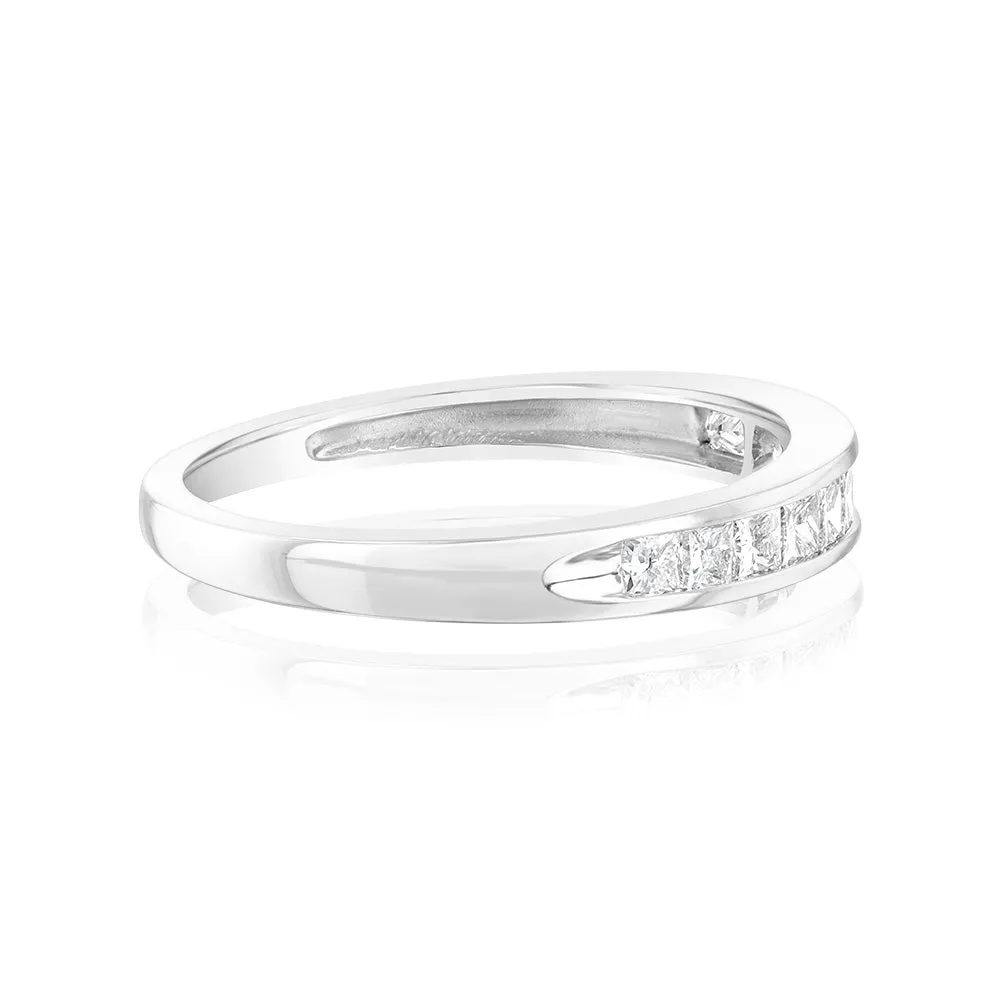 10ct White Gold 0.45 Carat Diamond Eternity Ring with Princess Cut Diamonds Shiels