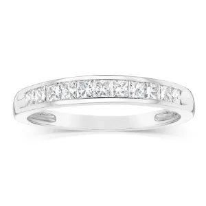 10ct White Gold 0.45 Carat Diamond Eternity Ring with Princess Cut Diamonds Shiels
