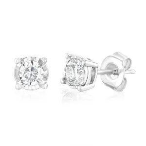 10ct White Gold 0.45 Carat Diamond Solitaire Stud Earrings Shiels