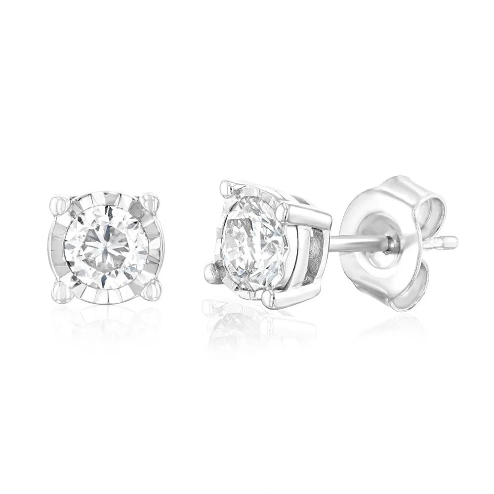 10ct White Gold 0.45 Carat Diamond Solitaire Stud Earrings Shiels