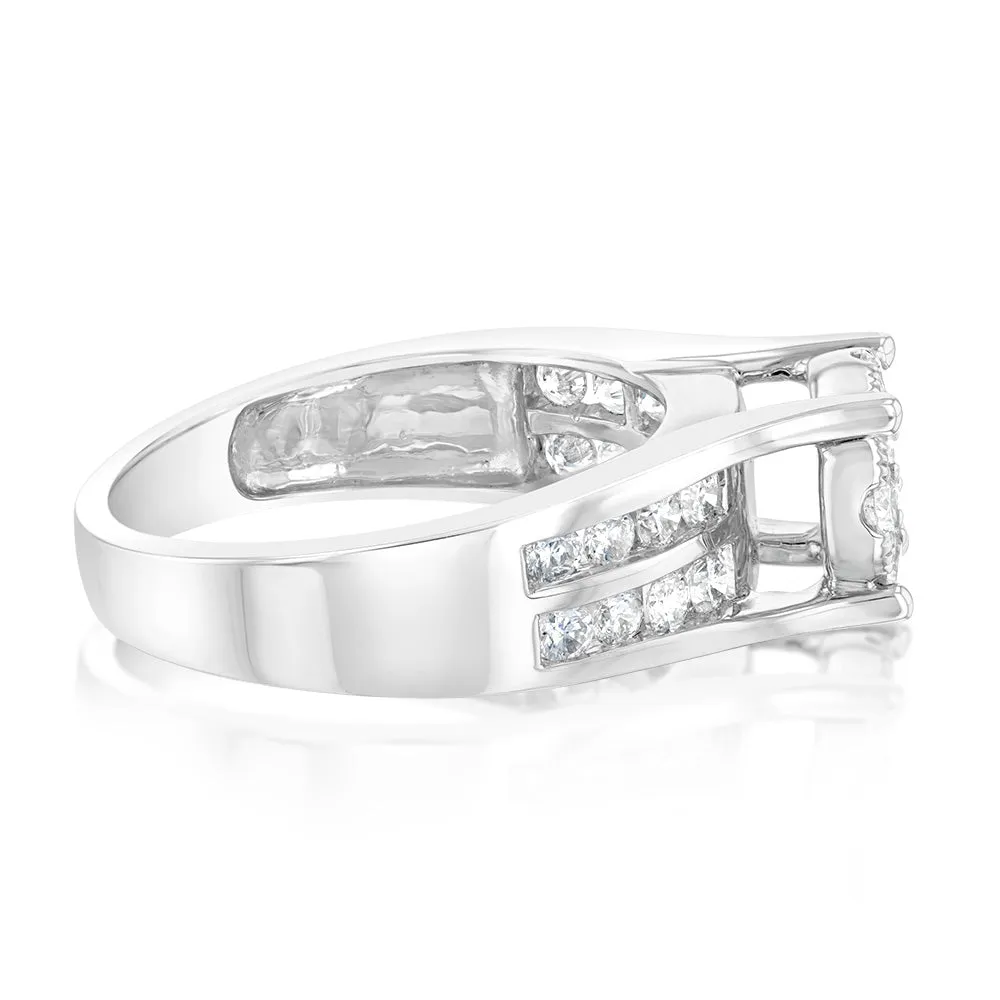 10ct White Gold 1 Carat Diamond Halo Solitaire Ring Shiels
