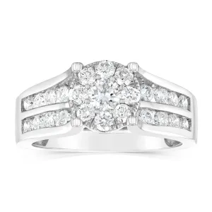 10ct White Gold 1 Carat Diamond Halo Solitaire Ring Shiels
