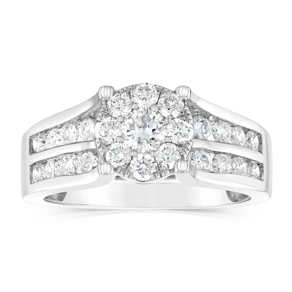 10ct White Gold 1 Carat Diamond Halo Solitaire Ring Shiels