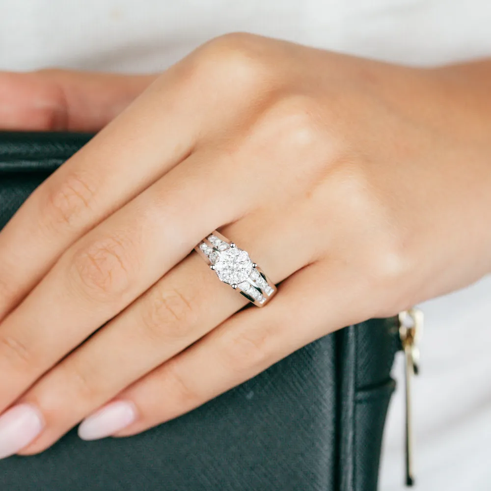 10ct White Gold 1 Carat Diamond Halo Solitaire Ring Shiels