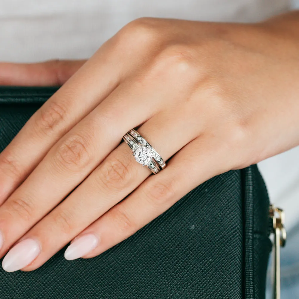 10ct White Gold 1/3 Carat Diamond 2 Ring Bridal set Shiels