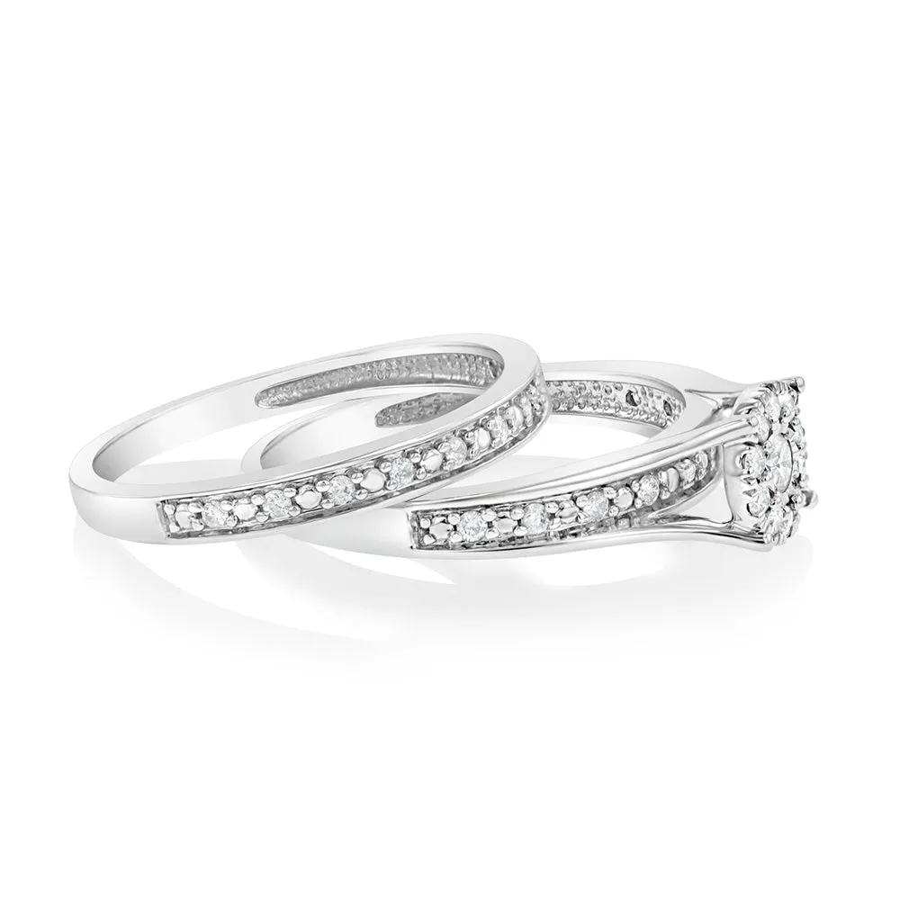 10ct White Gold 1/3 Carat Diamond 2 Ring Bridal set Shiels