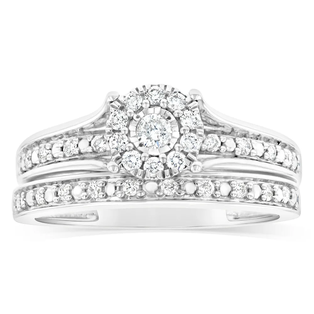 10ct White Gold 1/3 Carat Diamond 2 Ring Bridal set Shiels