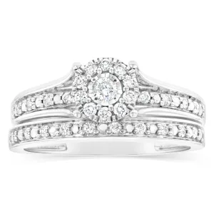 10ct White Gold 1/3 Carat Diamond 2 Ring Bridal set Shiels