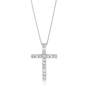 10ct White Gold Diamond Cross Pendant Set with Brilliant Diamonds Shiels
