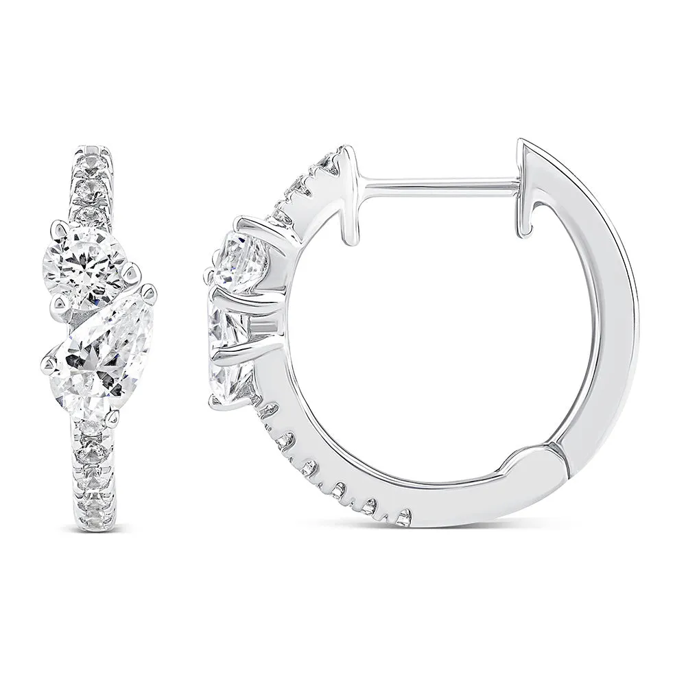 10ct White Gold Luminesce Lab Grown Hoop 0.30 Carats Diamond Hoop Earrings Shiels