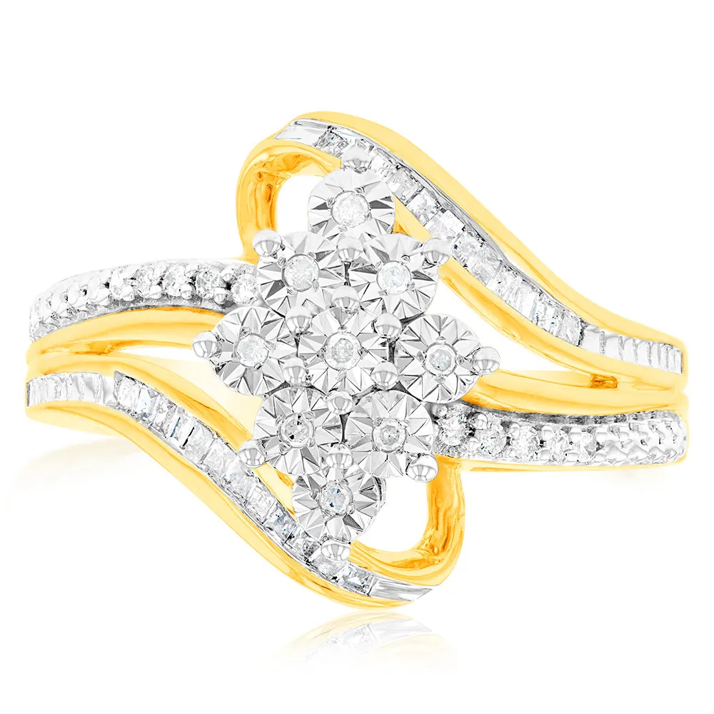 10ct Yellow Gold Diamond Ring With 0.18 Carat Of Diamonds Shiels