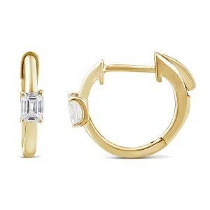 10ct Yellow Gold Luminesce Lab Grown Emerald Cut Diamond Hoop Earring Shiels
