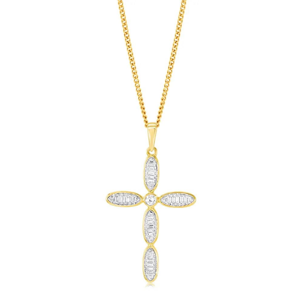 1/10 Carat Cross Diamond Pendant in 9ct Yellow Gold Shiels