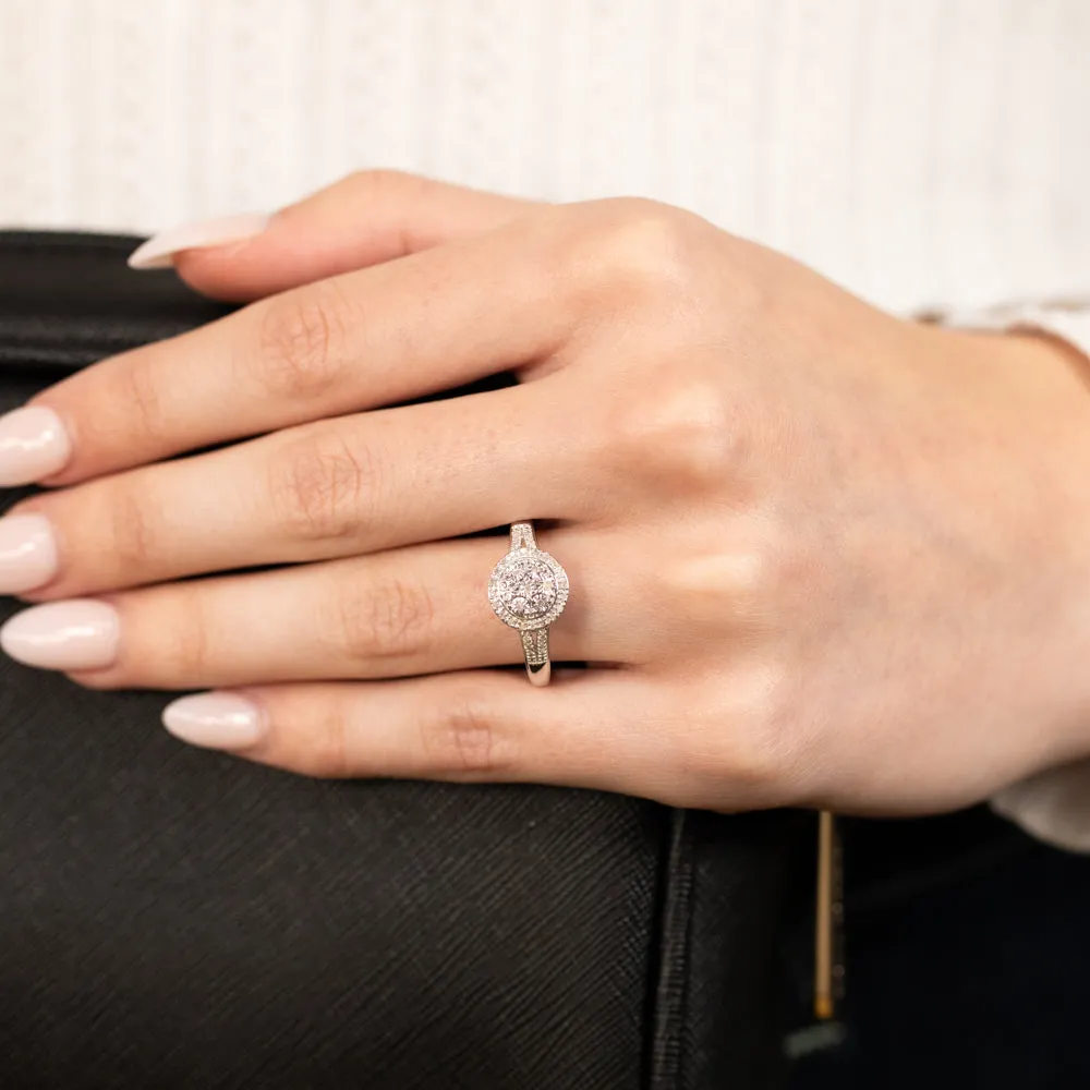1/10 Carat Diamond Cluster Ring in Sterling Silver Shiels