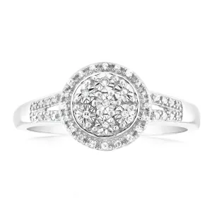 1/10 Carat Diamond Cluster Ring in Sterling Silver Shiels