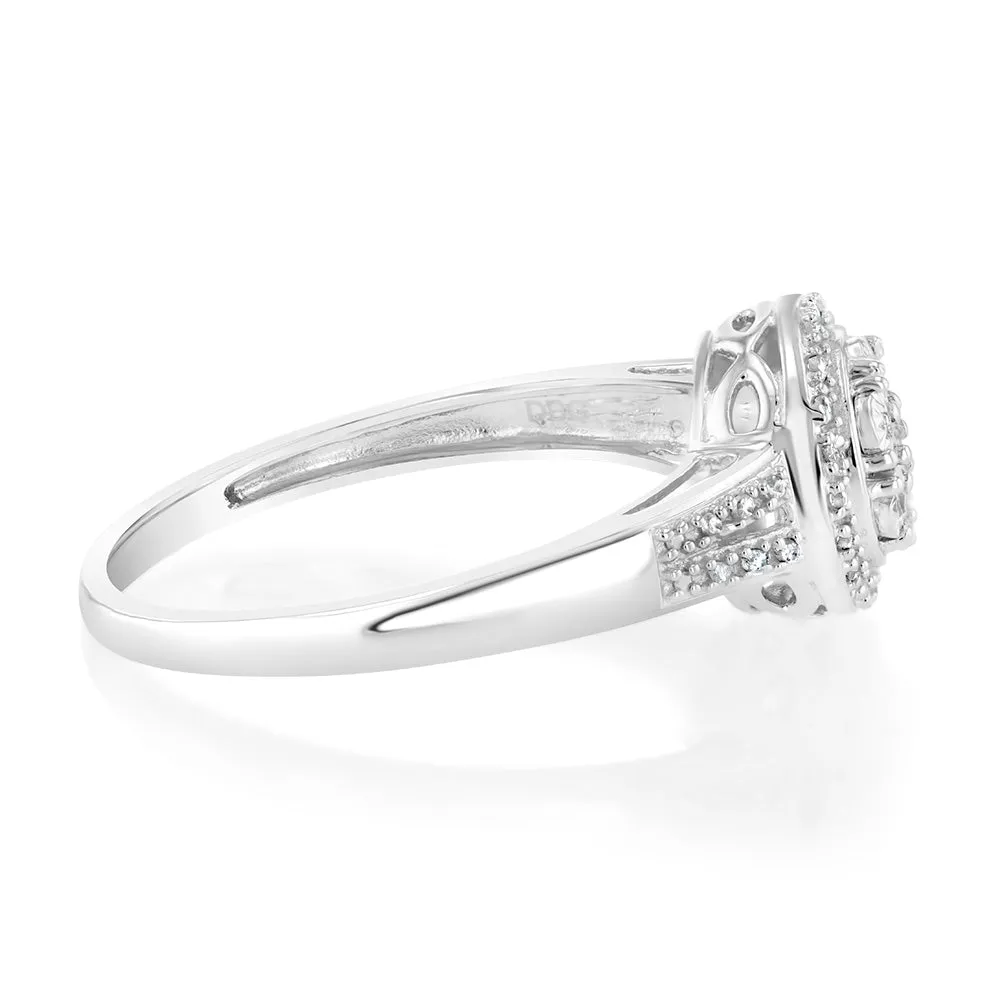 1/10 Carat Diamond Cluster Ring in Sterling Silver Shiels