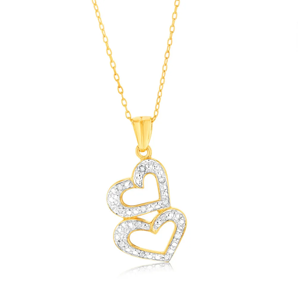1/10 Carat Diamond Heart Pendant in Gold Plated Silver Shiels