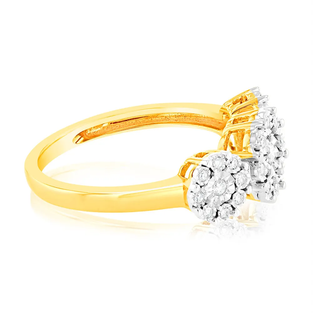 1/10 Carat Diamond Trilogy Ring in 9ct Yellow Gold Shiels