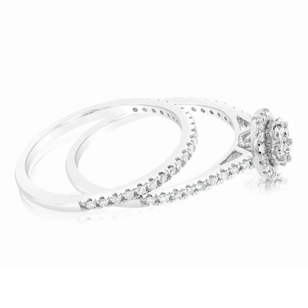 1/2 Carat Diamond 2 Ring Bridal Set in Sterling Silver Shiels