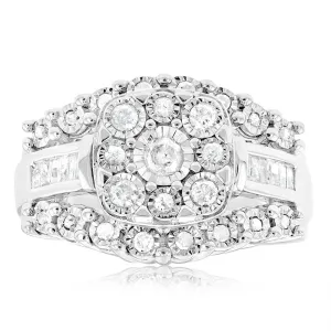 1/2 Carat Diamond Dress Ring with 37 Diamonds in Sterling Silver Shiels