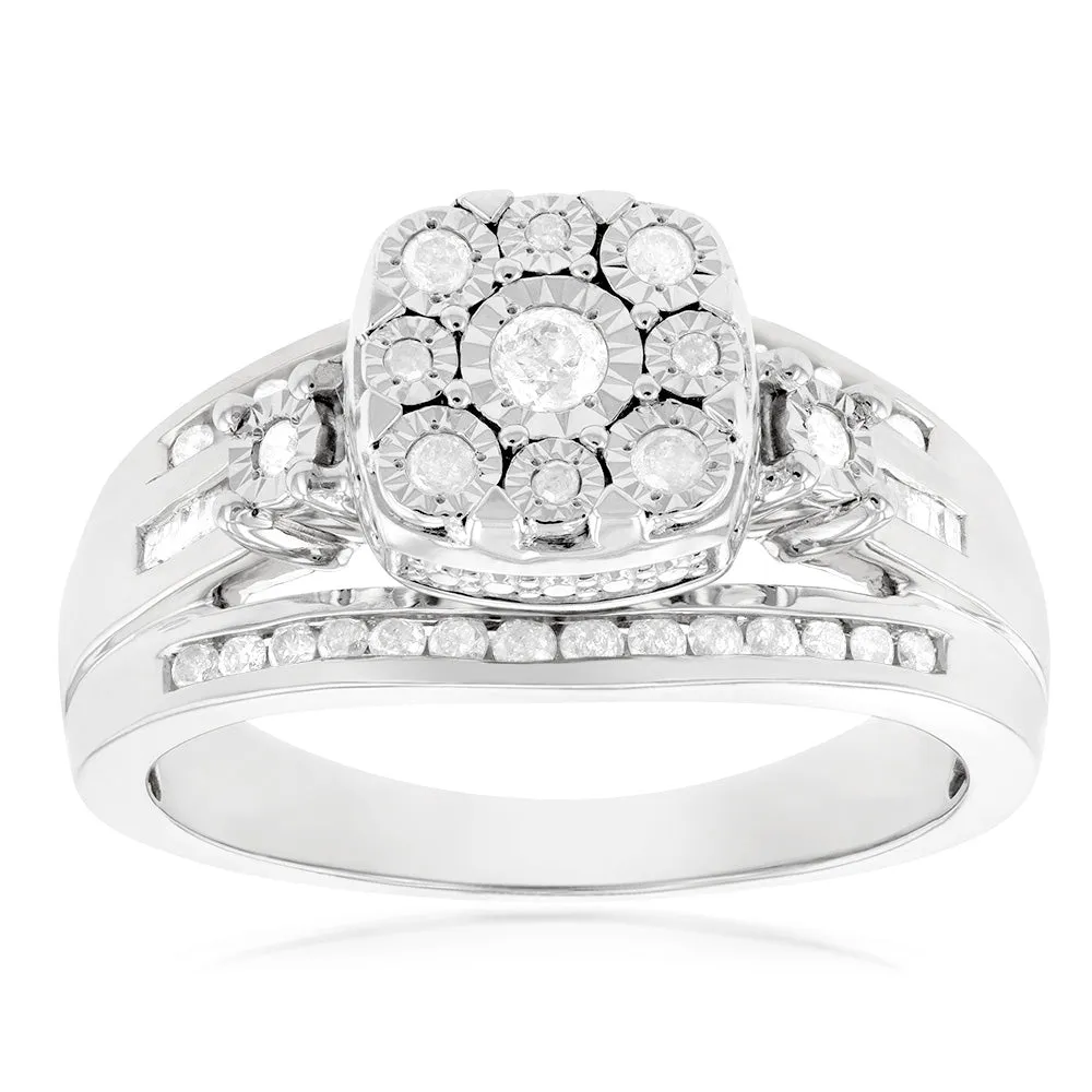 1/2 Carat Diamond Dress Ring with 49 Diamonds in Sterling Silver Shiels