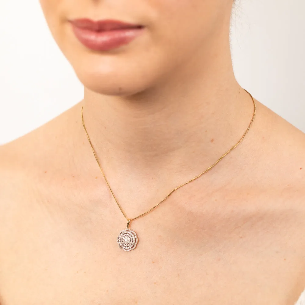 1/2 Carat Diamond Flower Pendant in 9ct Yellow Gold Shiels