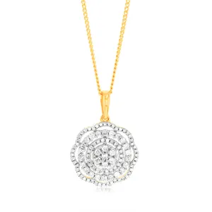 1/2 Carat Diamond Flower Pendant in 9ct Yellow Gold Shiels