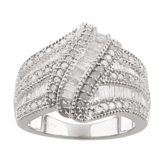 1.2 Carat Diamond Wave Ring in Sterling Silver Shiels