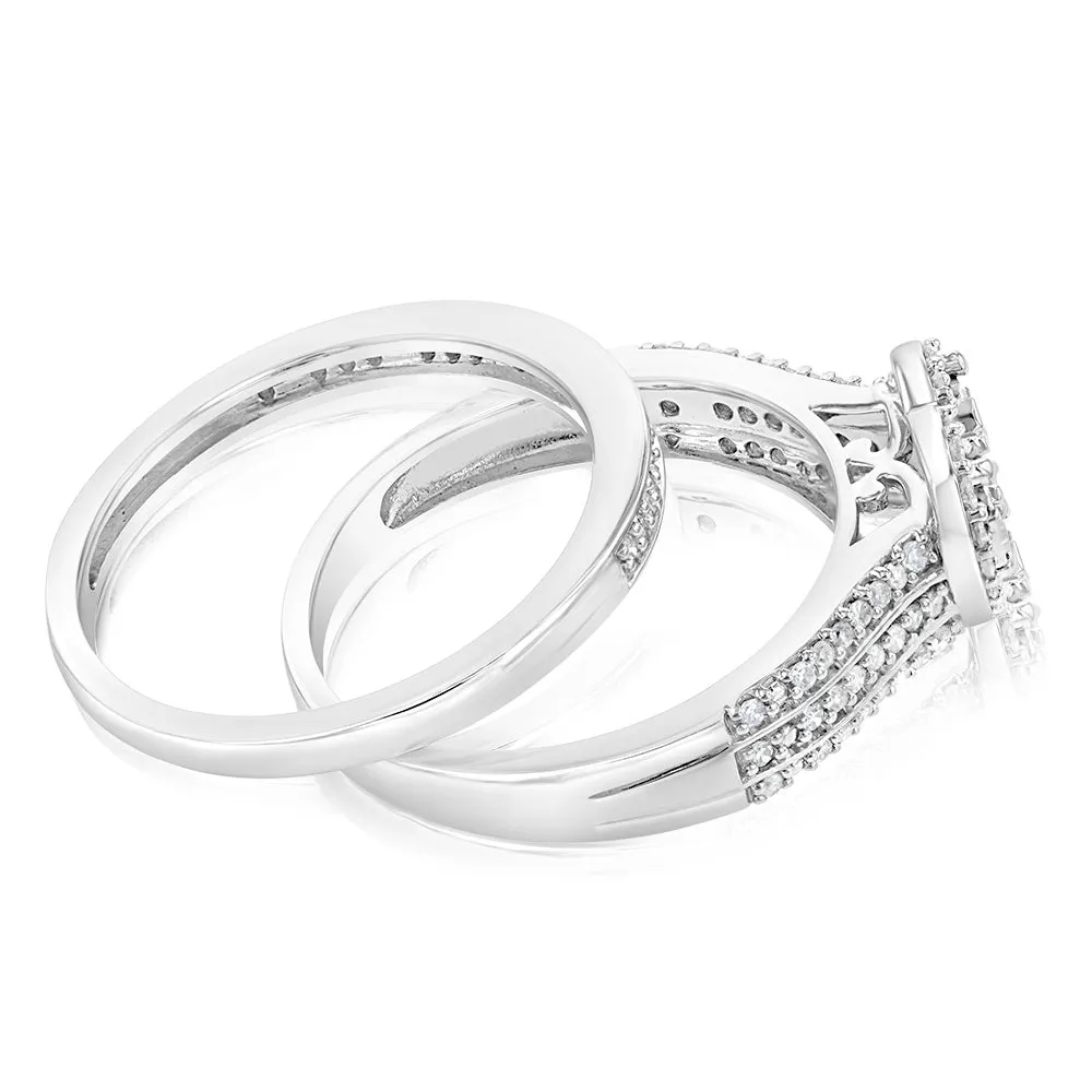 1/3 Carat Diamond 2 Ring Bridal Set in Sterling Silver Shiels