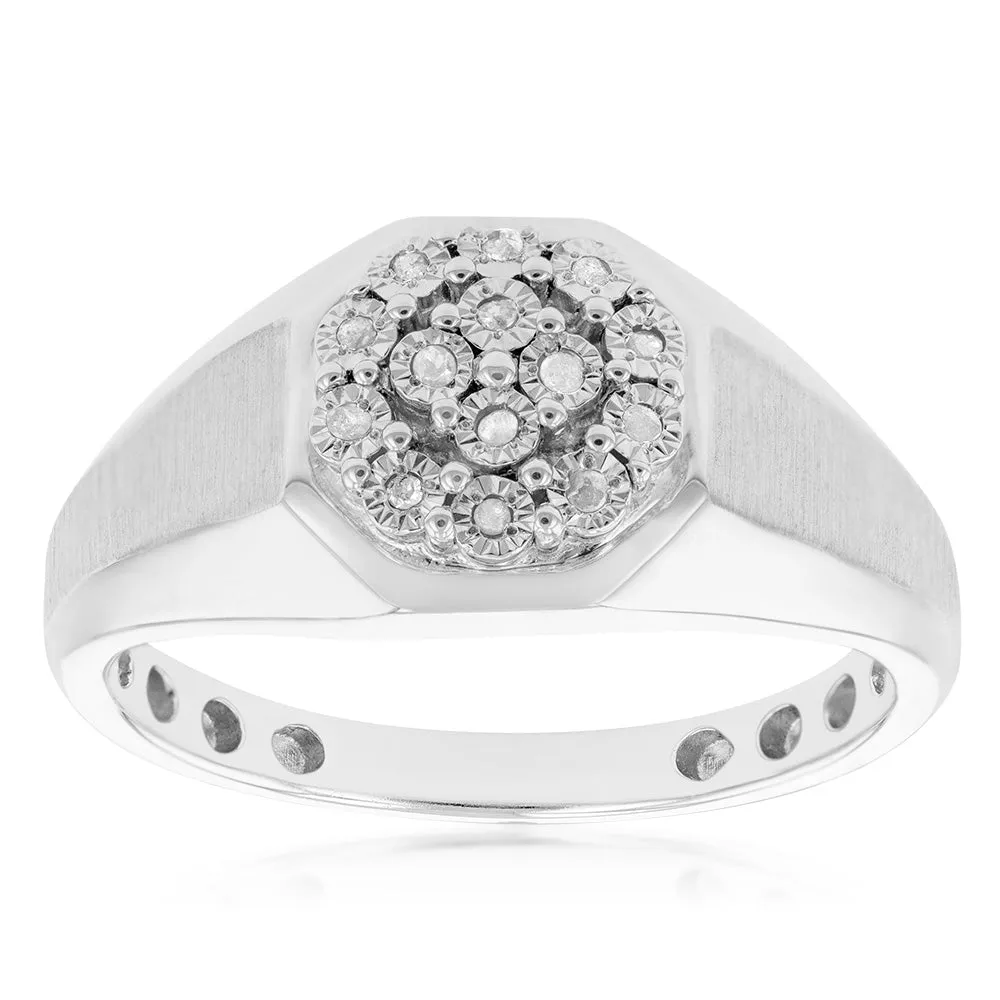 14 Brilliant Cut Diamonds Gents Ring in Sterling Silver Shiels