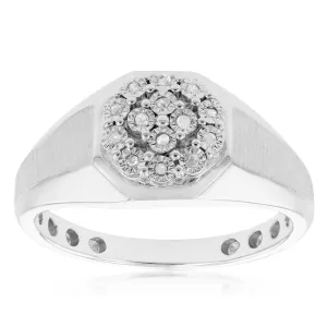 14 Brilliant Cut Diamonds Gents Ring in Sterling Silver Shiels