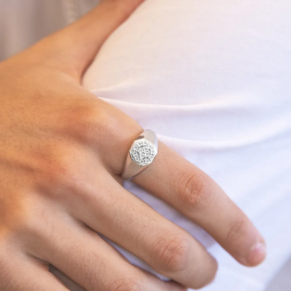 14 Brilliant Cut Diamonds Gents Ring in Sterling Silver Shiels