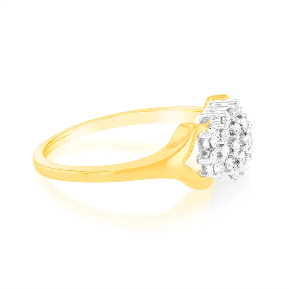 1/4 Carat Diamond Cluster Ring in 9ct Yellow Gold Shiels