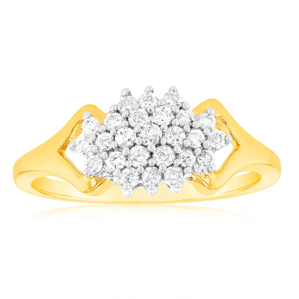 1/4 Carat Diamond Cluster Ring in 9ct Yellow Gold Shiels