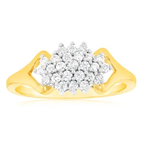1/4 Carat Diamond Cluster Ring in 9ct Yellow Gold Shiels