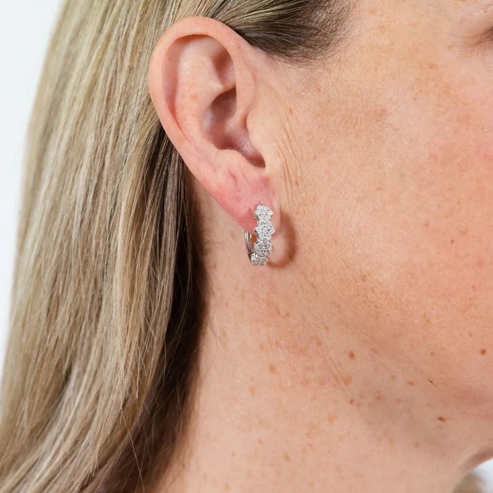 1/4 Carat Diamond Flower Hoop Earrings in Sterling Silver Shiels