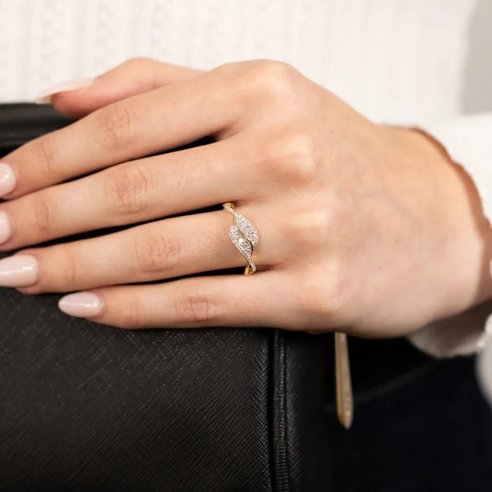 1/4 Carat Diamond Swirl Ring in 9ct Yellow Gold Shiels