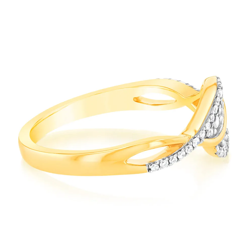 1/4 Carat Diamond Swirl Ring in 9ct Yellow Gold Shiels