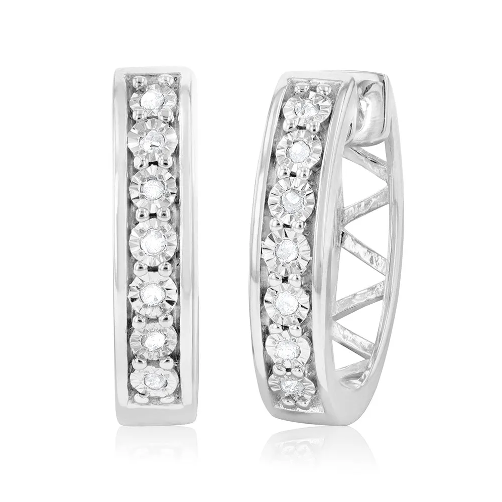 14 Diamonds Hoop Earrings in Sterling Silver Shiels