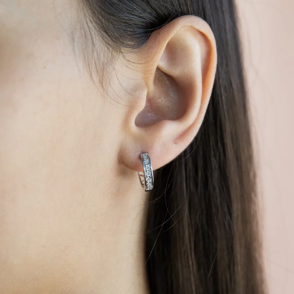 14 Diamonds Hoop Earrings in Sterling Silver Shiels
