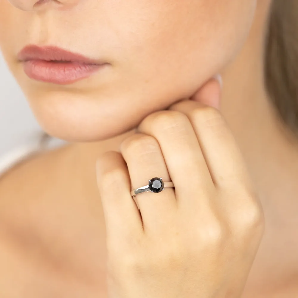 1.45 Carat Black Diamond Solitaire Ring in Sterling Silver Shiels